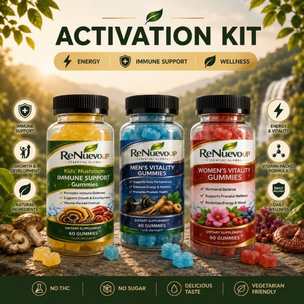 Imagen de KIT PROMOCIONAL GOMITAS – Incluye 2 Men Vitality, 2 Women Vitality y 2 Kids Mushroom Immune Support