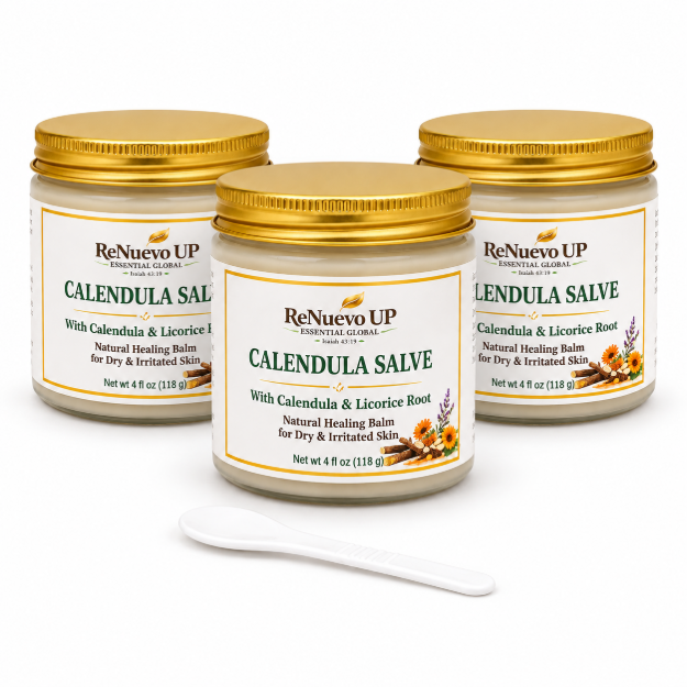 Imagen de Bálsamo de Caléndula 4 OZ – Cuidado Calmante para Piel Seca e Irritada | 3 Tarros
